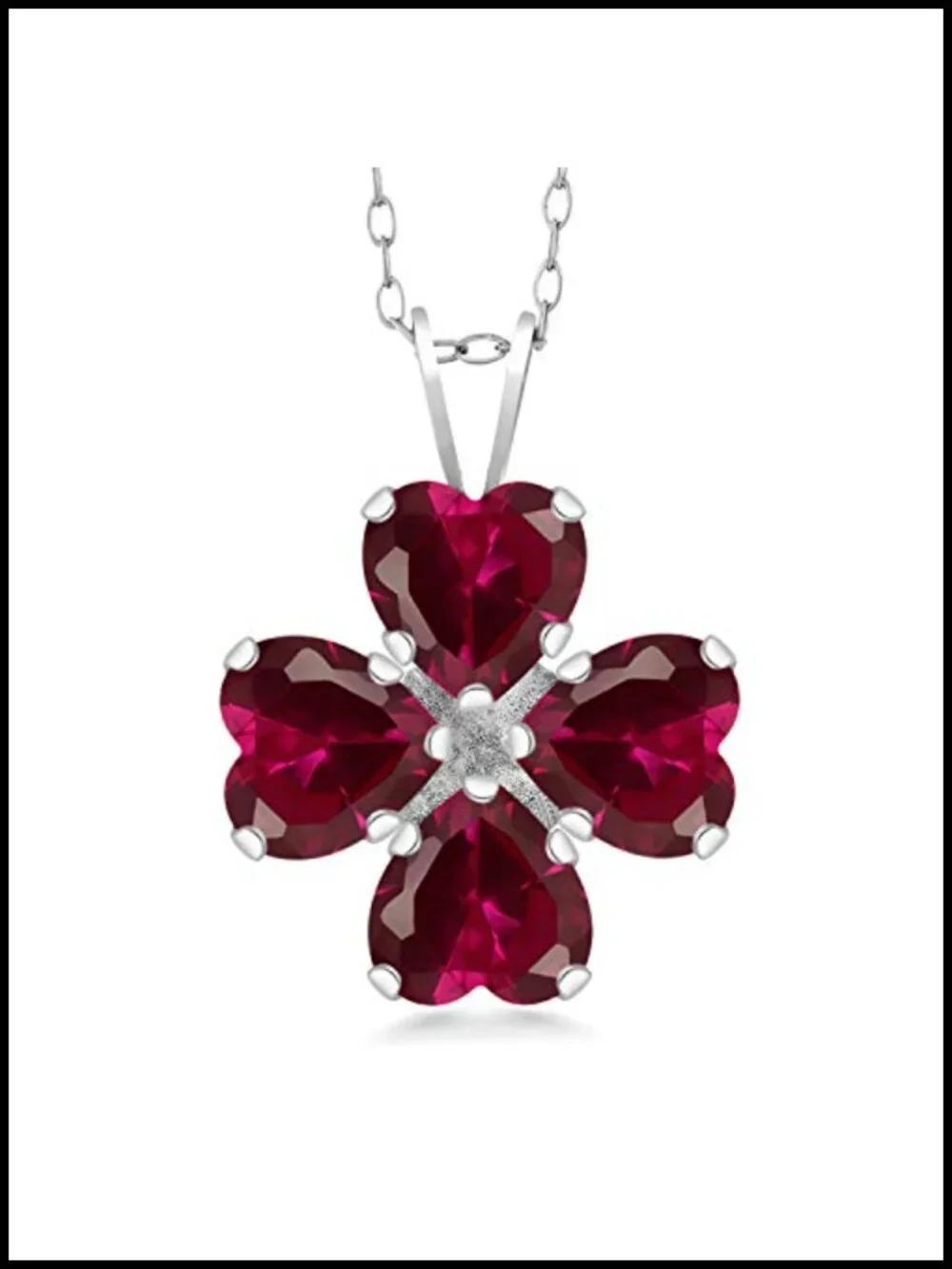 3.84 Cttw Heart Created Ruby Pendant Necklace Sterling Silver